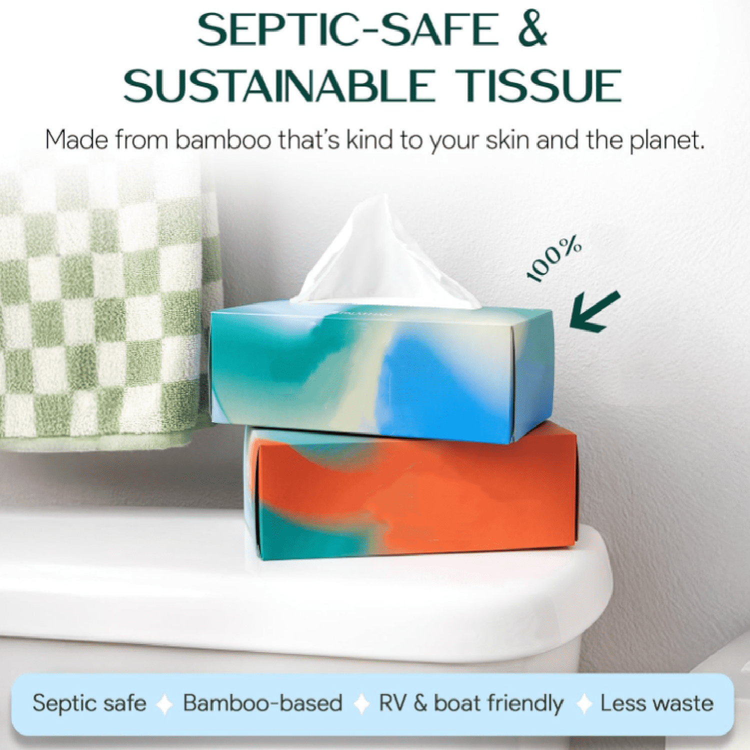 Pre-Cut Bamboo Toilet Paper – 3-Ply, Tissue Boxes – Gentle &   | No Fragrance, No BPA,  Lint-Free | Septic , Dissolves Fast | 12 Boxes (125 Sheets/Box)