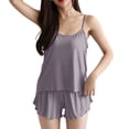 thumbnail image 2 of SAZBJOJN PJ Sets for Women Summer Thin Spaghetti Strap Tank Top & Soft Shorts Womens Pajamas Casual Lightweight Pajamas for Women Set Solid Color Round Neck Pajamas Gray Size One Size, 2 of 4
