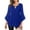 Blue, variant on Women's Satin Silky Cowl Neck Drape Ruched Front Long Sleeve Blouse Shirt Top Casual Dressy Loose Clothing