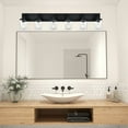 thumbnail image 4 of Melucee 6-Light Matte Black Bathroom Vanity Light, Black Bathroom Lights Over Mirror with Clear Glass Shade, 4 of 6