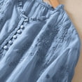 thumbnail image 7 of Womens Cotton Linen Dressy Blouses, 3/4 Sleeve Shirts for Women Summer Fall Lightweight Casual Solid Color Button Up Scoop Neck Tunic Tops, 7 of 7