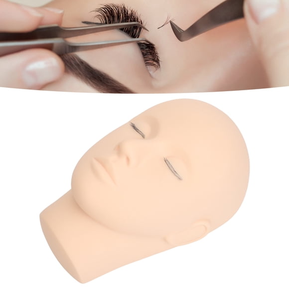 3 Layer Lashes Makeup Beauty Silicone Practice Training Doll Head, 3D Simulated Face for Eyelash Extension, Wide Range Of Applications, Soft Silicone