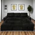 thumbnail image 4 of Cosmic Homes Trenton Sectional Sofa Bed with Storage Chaise & USB Ports Black, Pull-Out Couch for Living Room, 4 of 10