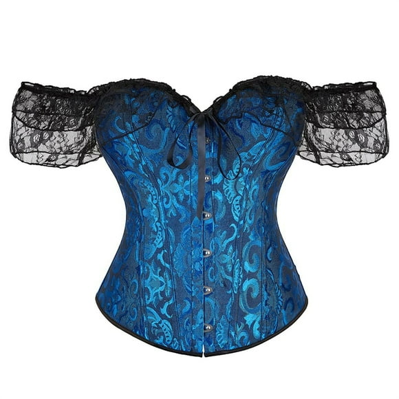 SNOWSONG Women's Floral Lace Strapless Corset Boned Corset Shapewear Underwear Tops Bodyshaper Clearance! 1PC Underwear Dark Blue 2XL