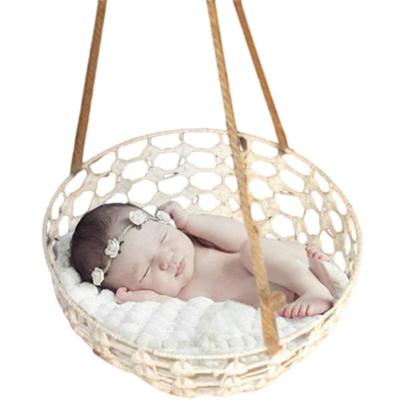 Photography Props Retro Rattan Hand Woven Basket Baby Girls Boys Posing Basket Background