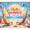 thumbnail image 3 of Colorful Design Summer Beach Banner Vibrant Surfboards Palm Trees Hello Summer for Outdoor Party Tropical Beach Event Vacation, 3 of 7