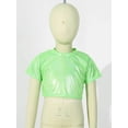 thumbnail image 5 of Manyakai Kids Boys Girls Shiny Metallic Crop Tank Top Jazz Hip Hop Dance Costumes Club Party Music Fluorescent_Green 150, 5 of 7
