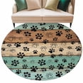 thumbnail image 2 of Round Area Rug 8 Ft, Teal Blue Brown Washable Non-Slip Circle Carpet for Living Room/Bedroom, Rustic Farmhouse Dog Paw Vintage Collection Low-Profile Large Area Rugs for Indoor, 2 of 7