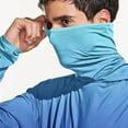 thumbnail image 7 of FAVIPT Men's Sun Protection Shirts with Mask Gradient Long Sleeve Hooded Shirts Lightweight Rash Guard Soft Shirts Outdoor Hiking UPF 50+ Outwear Blue,M, 7 of 7