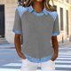thumbnail image 1 of TaTaai Women's Comfortable Waffle Knit Loose Short Sleeve Top, Classic Solid Color Round Neck Casual Blouse, Daily Home Office Fashion Wear Gift, 1 of 5