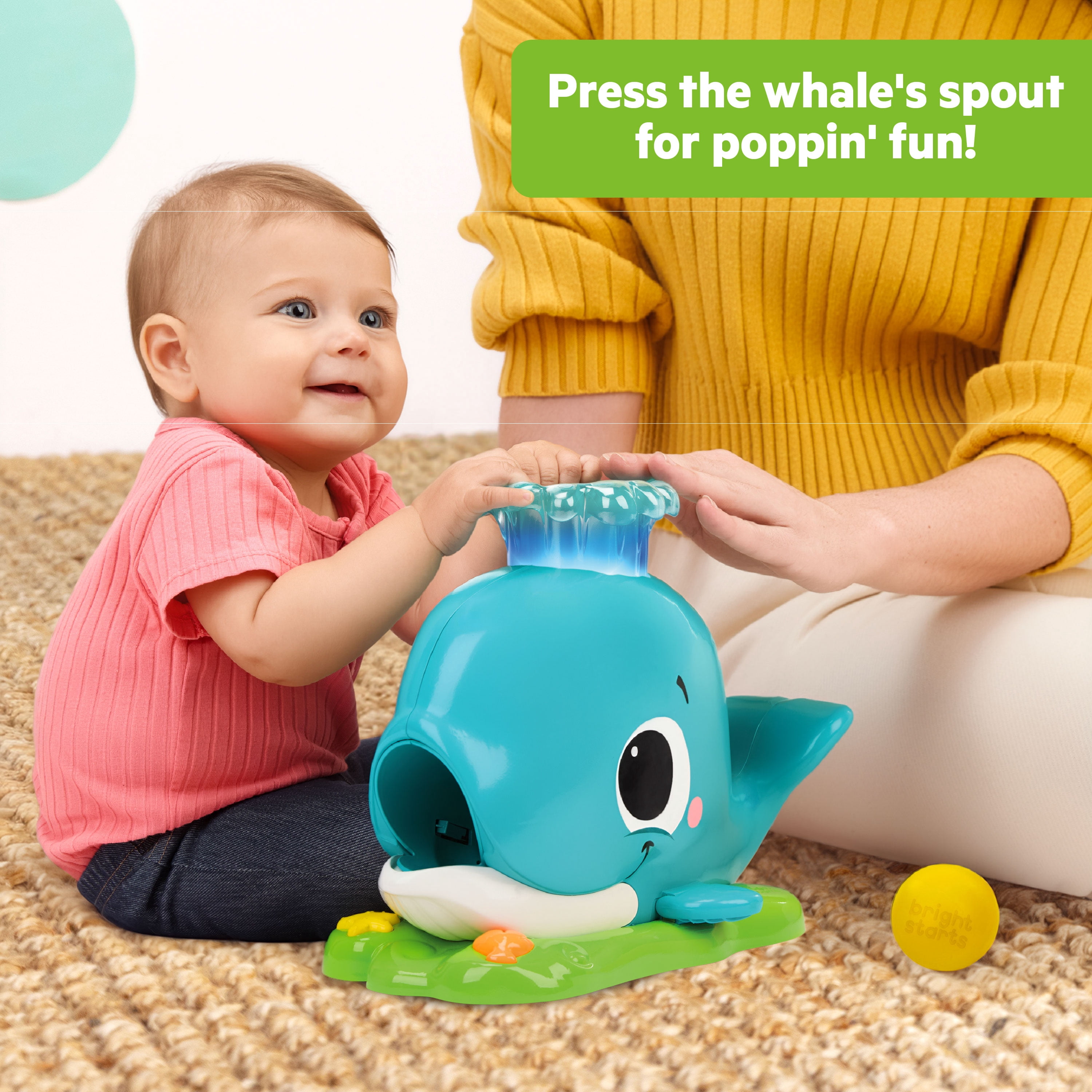 Bright Starts Silly Spout Whale Popper Toy, Unisex, Infant to Toddler