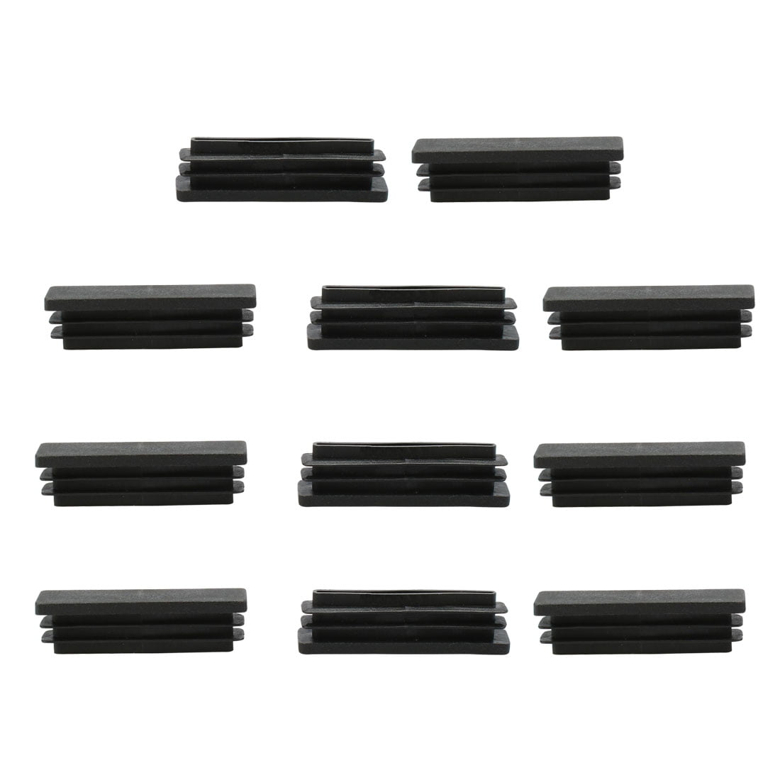 uxcell 9pcs Plastic Rectangle 20 x 40mm Ribbed Tube Inserts Pipe Tubing End Cover Caps Furniture Glide Table Legs Floor Protector Black 
