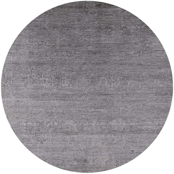 Ahgly Company Indoor Round Mid-Century Modern Gray Oriental Area Rugs, 7' Round