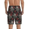 thumbnail image 3 of Daiia Skull and Red Roses Mens Woven Stretch Pajama Short,Short Pajama Pants-Small, 3 of 9
