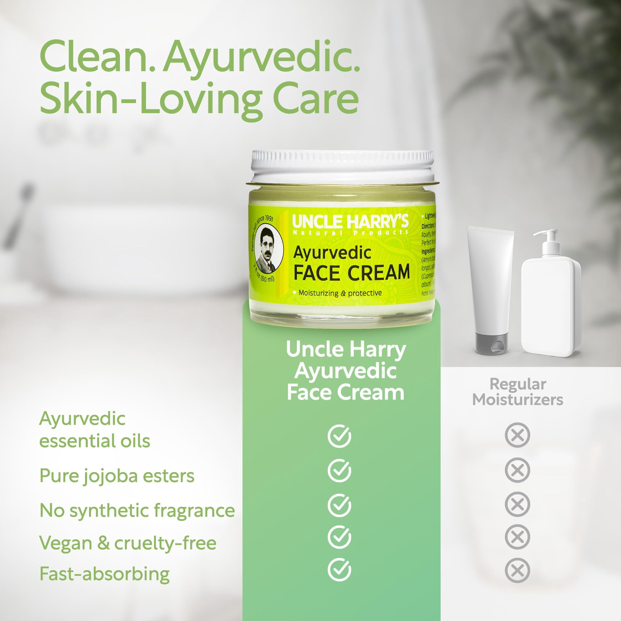 uncle harry's ayurvedic face cream (2 oz glass jar)