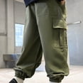 thumbnail image 4 of Odeerbi Teen Boys Cargo Pants Cotton Jogger Pants Fashionable Solid Color Pants Large Children Casual Spring Workwear Pants Olive Green, 4 of 5