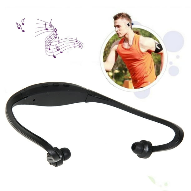 Audífonoses deportivos Tarjeta de Audífonoses Audífonoses Reproductor de música MP3 Micro SD TF (Negro Tmvgtek Original