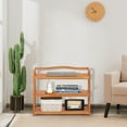 thumbnail image 3 of Costway 3-Tier  Wood Shoe Rack Solid Acacia Wood Shoe Shelf with Side Metal Hooks, 3 of 10