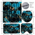 thumbnail image 5 of Poedist 4Pcs Marble Bathroom Sets with Shower Curtain and Rugs, Marble Shower Curtain Set with Non-Slip Rugs,Toilet Lid Cover,Bath Mat and 12 Hooks,71 x 71 Inch, SKY Blue Honeycomb Marble, 5 of 7