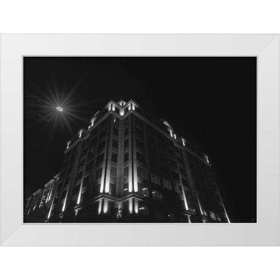 Lee, Judson 18x14 White Modern Wood Framed Museum Art Print Titled - Big Building at Night III