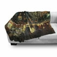 thumbnail image 3 of Night Soft Flannel Fleece Throw Blanket, Painting of Shopping Street City with Colorful Nightlife Abstract Brushstrokes Art, Cozy Plush for Indoor and Outdoor Use, 50" x 60", Multicolor, by Ambesonne, 3 of 6