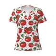 thumbnail image 2 of Fuzoiu Hand Drawn Tomatoes Print Women's V-Neck T-Shirt,Women's Short Sleeve Top, Comfortable for Work, Leisure, and Sports, 2 of 7