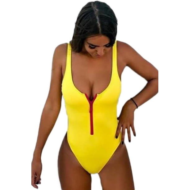 MOLERFO - Traje de baño sexy con cierre frontal y espalda baja, corte alto, de una pieza