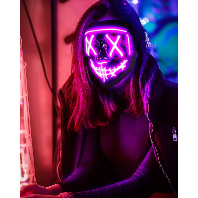 Light up Mask LED Mask, Scary Halloween Mask, Glow Neon Mask Costume Mask with 3 Lighting El Wire for Men Women Kids - Walmart.com