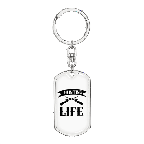 Hunting Is Life Stainless Steel or 18k Gold Premium Swivel Dog Tag Keychain
