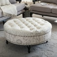 thumbnail image 5 of Baxton Studio Palfrey Beige Script Print Modern Tufted Ottoman, 5 of 5