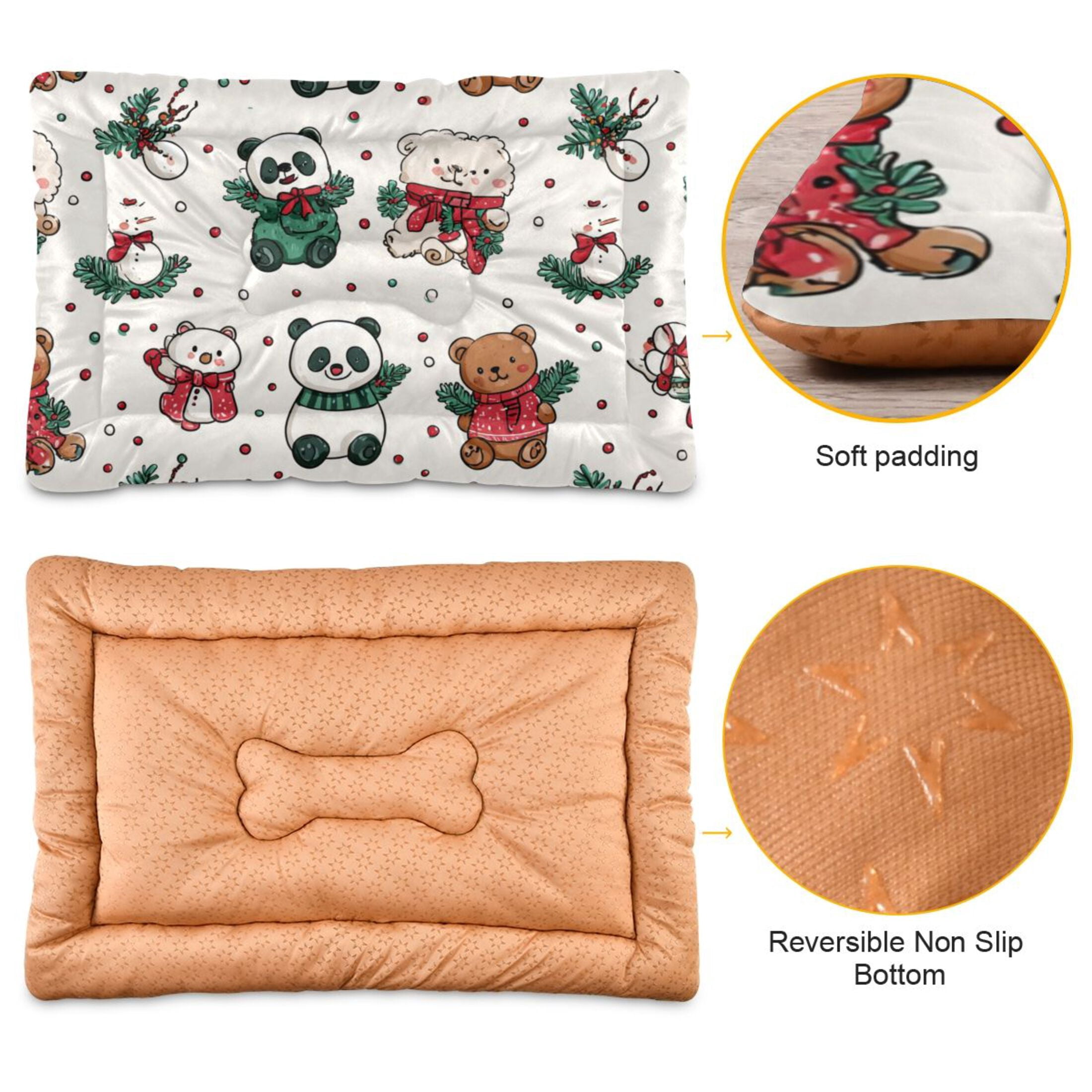 Cozy Mat Pet Bed Indoor Outdoor Warm Soft For Cat Dog Puppy(S/M) Cute Christmas Bear