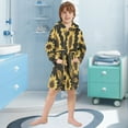 thumbnail image 5 of FORMRS Niños Bathrobe Unisex Hooded Robe Soft Plush Pajamas Sleepwear, Size 4-6T, Black Sunflower Pattern, 5 of 7