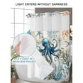 thumbnail image 4 of No Hook Cloth Fabric Shower Curtain with Snap in Liner, Coastal Octopus Waterproof Shower Curtains Set with See Through Top Window, Vintage Summer Beach Coral Ocean Bath Curtains Shower 72"x72", 4 of 6