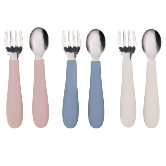 Utensilios para niños pequeños WeeSprout, 3 tenedores y 3 cucharas de acero inoxidable