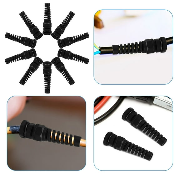 Masteelf 10pcs Waterproof Nylon Cable Glands Spiral Strain Relief Joints Power Cord Strain Relief Cable Protector Outdoor Cable Sleeves