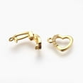 thumbnail image 3 of 5Set Brass Micro Pave Cubic Zirconia Fold Over Clasps Heart Clear Real 18K Gold Plated 18mm Hole: 1.2mm, 3 of 3