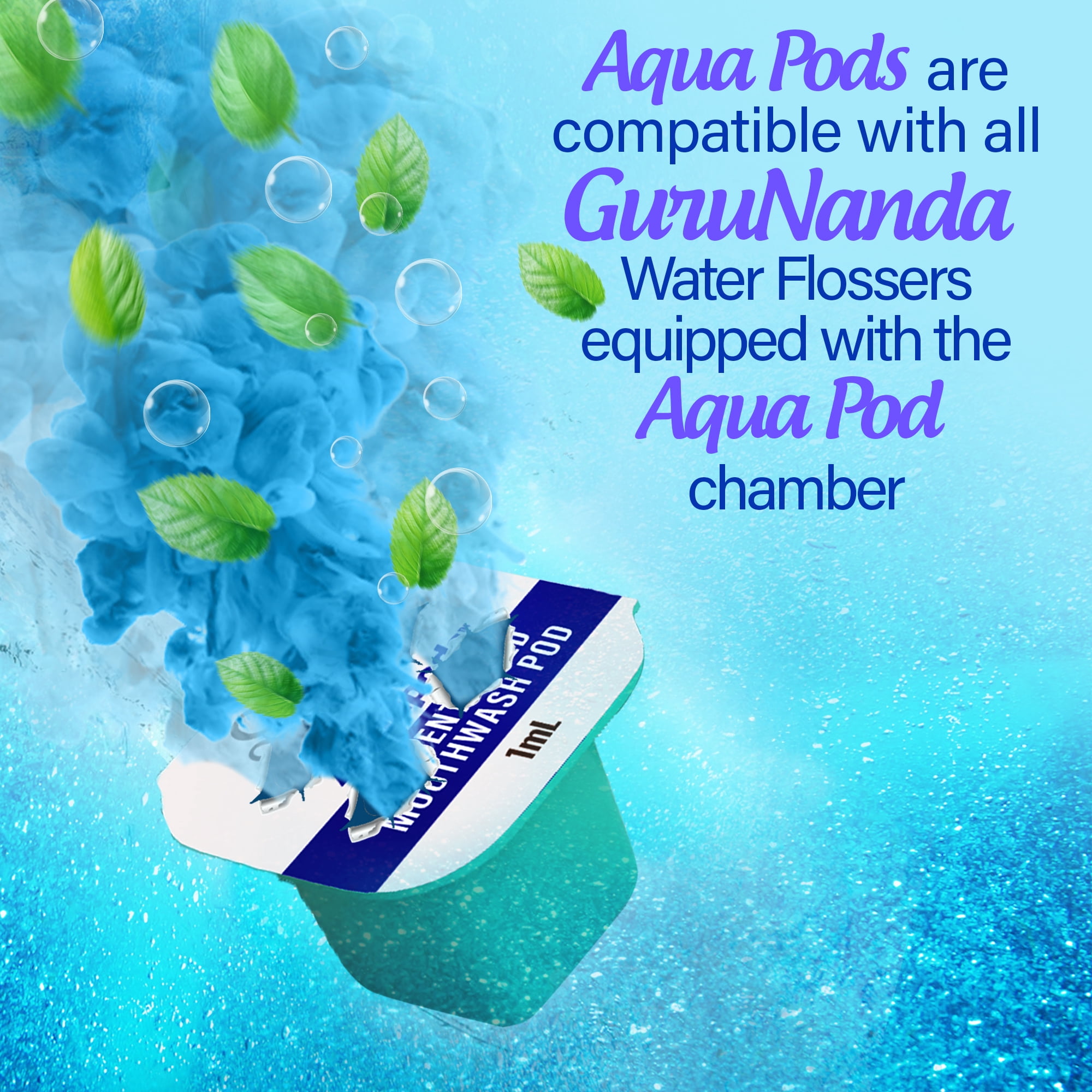 GuruNanda Dental Water Flosser 4.0 with Concentrated Mouthwash Pods - 300mL Tank - White