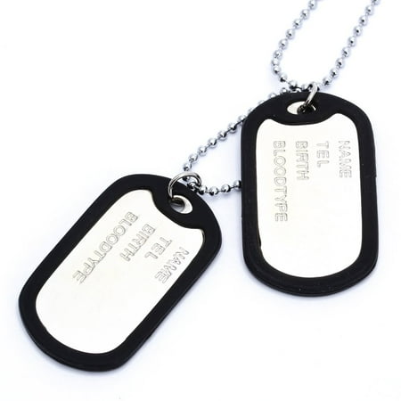 

Necklace chain pendant 2 plate identity Dog Tag alloy men
