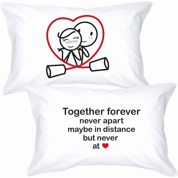 MISSUNNY BOLDLOFT Together Forever Couple Pillowcases for Him and Her | Christmas Gifts for Couples | His and Hers Home Decor | Long Distance Relationships | Romantic Gift for Husband Wife