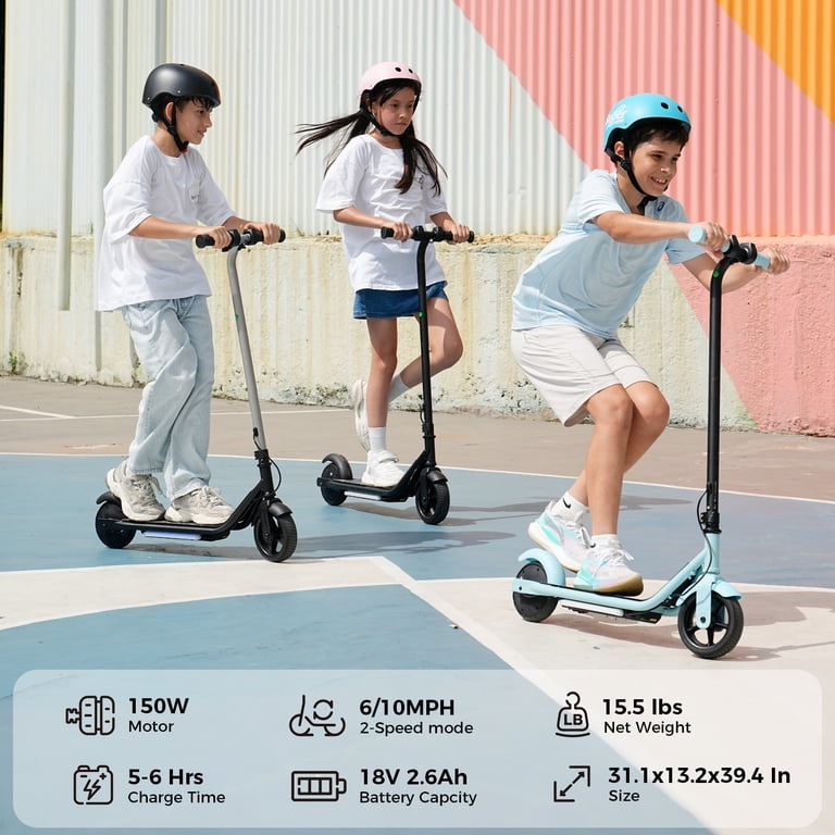 Electric Scooter For Kids Ages 6-12 - Adjustable Height, Light-Up Wheels, 10km/h, 4KM Range
