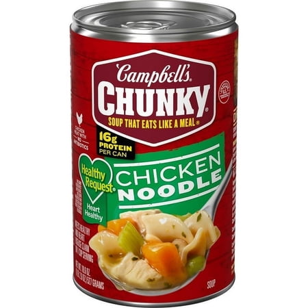Campbell's Chunky Healthy Request Chicken Noodle Soup 18.6 oz Can (Pack of 3)