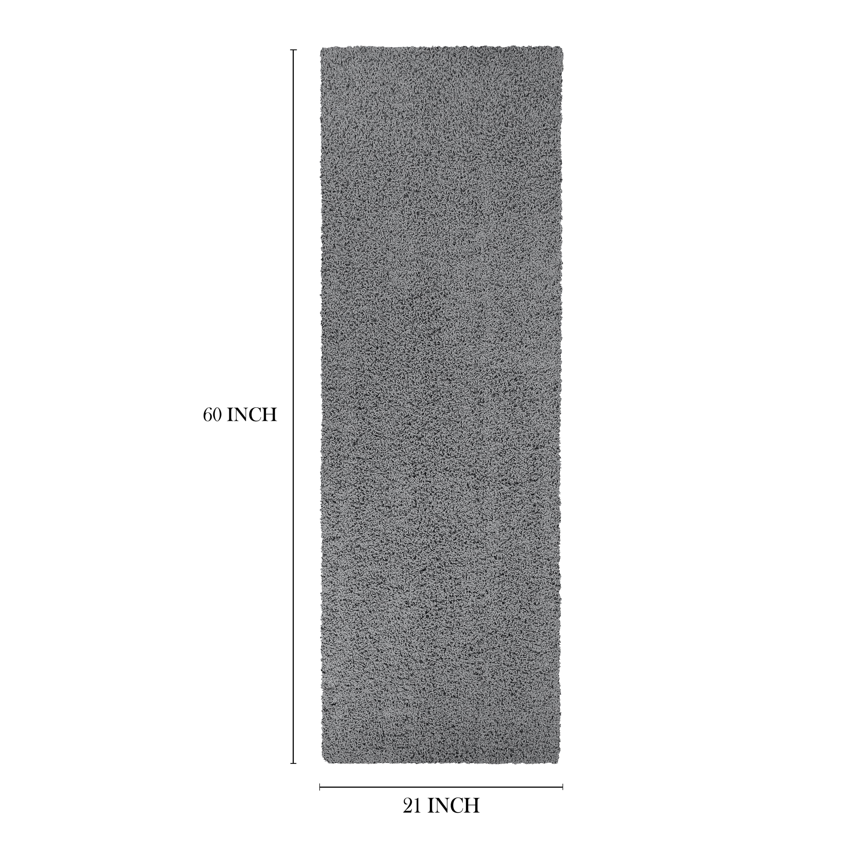 (2 pack) Mainstays Traditional Solid Gray Shag Indoor Runner Rug, 1'9"x5'