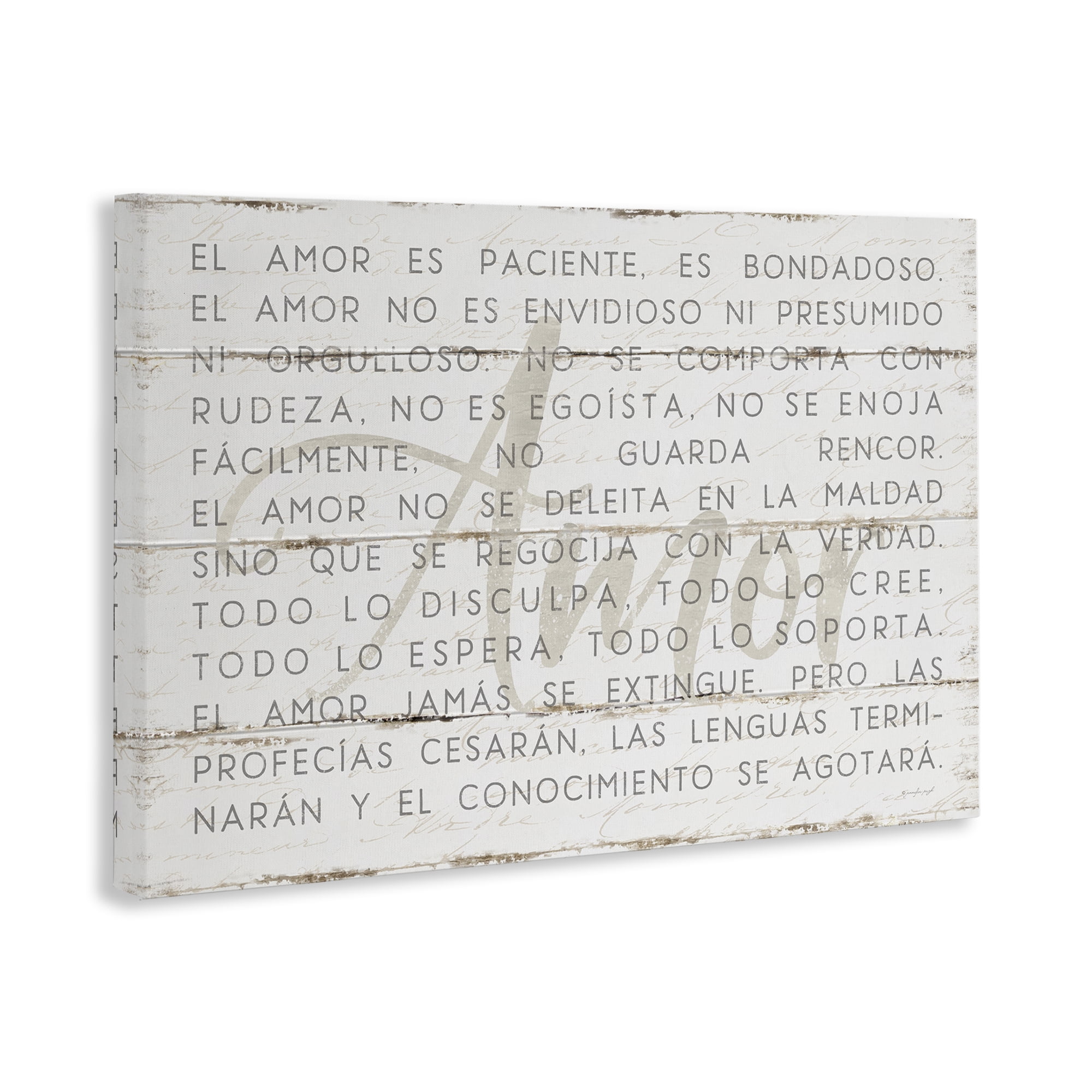 Stupell Industries Amor es Paciente y Bondadoso Inspirational Quotes & Sayings Painting Wrapped Canvas Art Print Wall Art, 30 x 20