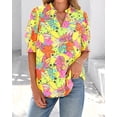 thumbnail image 6 of FreshPretty Summer Blouses for Women Dressy Casual Fashion Spring Tops Floral Boho V Neck Puff Short Sleeve Top Shirts, 6 of 8