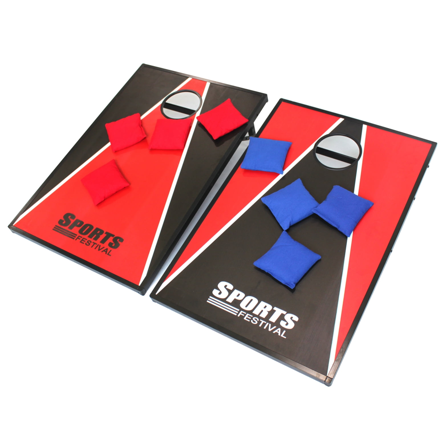 Cornhole Beanbag Toss Game Great for Outside Yard Kids Games Tic Tac Toe and Cornhole Party Games Red & Black by Zhejiang Phelps Lighting Technololgy Co., Ltd.