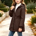 thumbnail image 6 of Girl's Zip up Hooded Rain Jackets, Drawstring Waist Long Sleeve Windbreaker, Lightweight Waterproof Rain Coat with Zip Pockets, 4-5 Years, 6 of 9