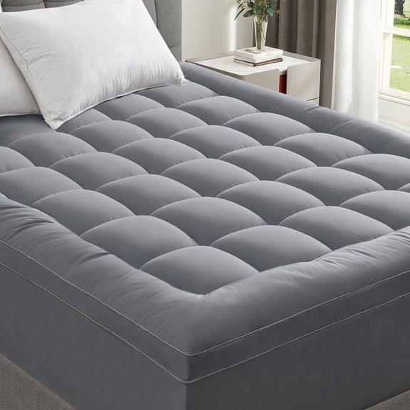 3 inch Gray Twin Mattress Topper, Extra Thick Pillow Top for Back Pain Relief, Twin Size Mattress Protector & Matress Topper with Deep Pocket Mattress Cover Twin, Bed Topper