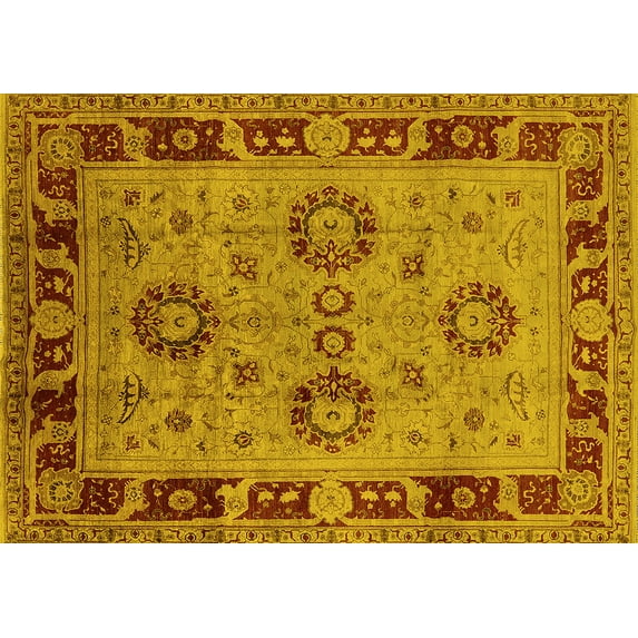 Ahgly Company Indoor Rectangle Oriental Yellow Industrial Area Rugs, 5' x 8'