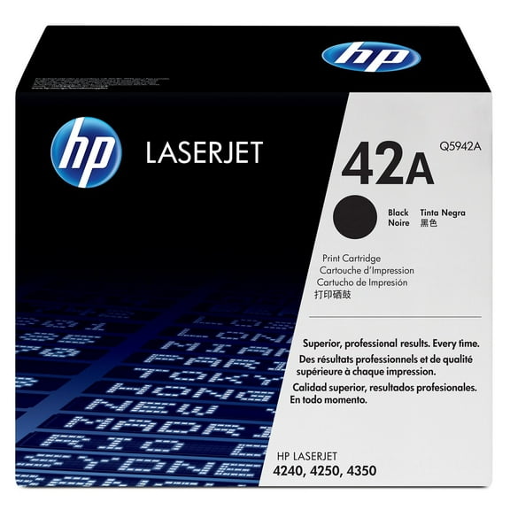 HP 42A Black Original LaserJet Toner Cartridge, ~10,000 pages, Q5942A