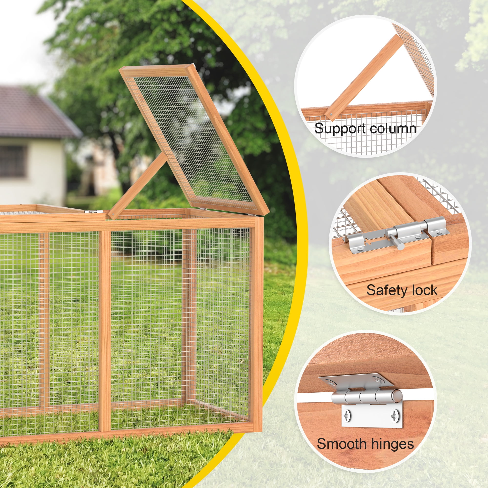 Outdoor 120'' Wooden Chicken Coop Hen House Rabbit Poultry Pet Hutch